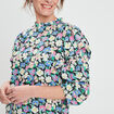 Blouse manches bouffantes col montant noir femme