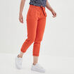 Pantalon chino ceinturé 7/8ème orange foncé femme