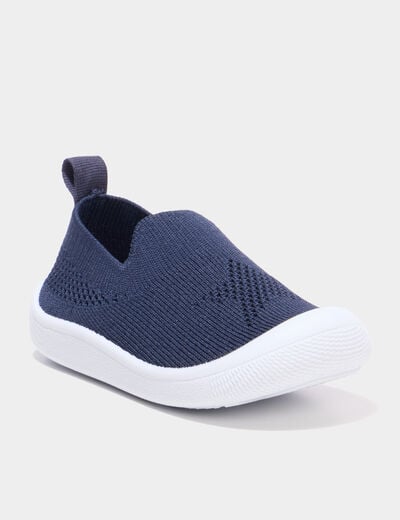 Baskets bout renforc&eacute; &agrave; semelle souple bleu marine b&eacute;b&eacute; gar&ccedil;on