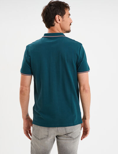 Polo avec broderie poitrine coton Creeks bleu canard homme