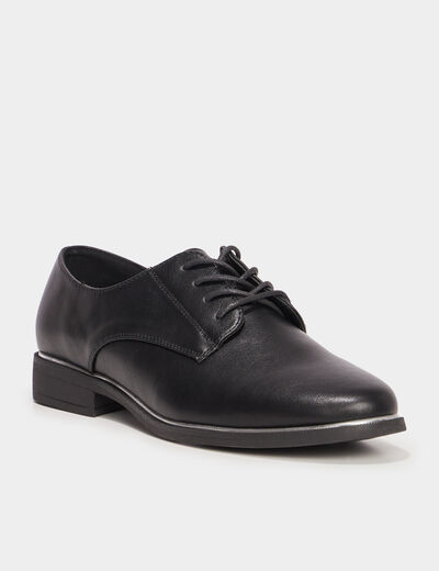 Derbies liserés métallisés talon plat noir femme