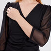 Robe manches 3/4 à fronces noir femme
