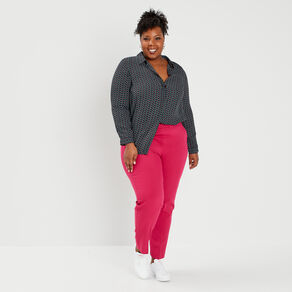 Chemise manches longues coupe ajustée noir femme grande taille