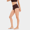Culotte taille haute microfibre marron femme