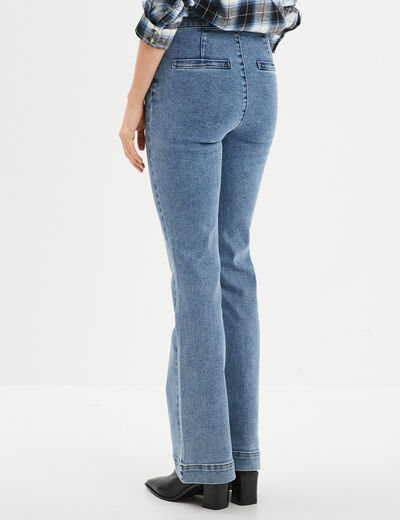 Jeans taille haute flare à ponts denim double stone femme