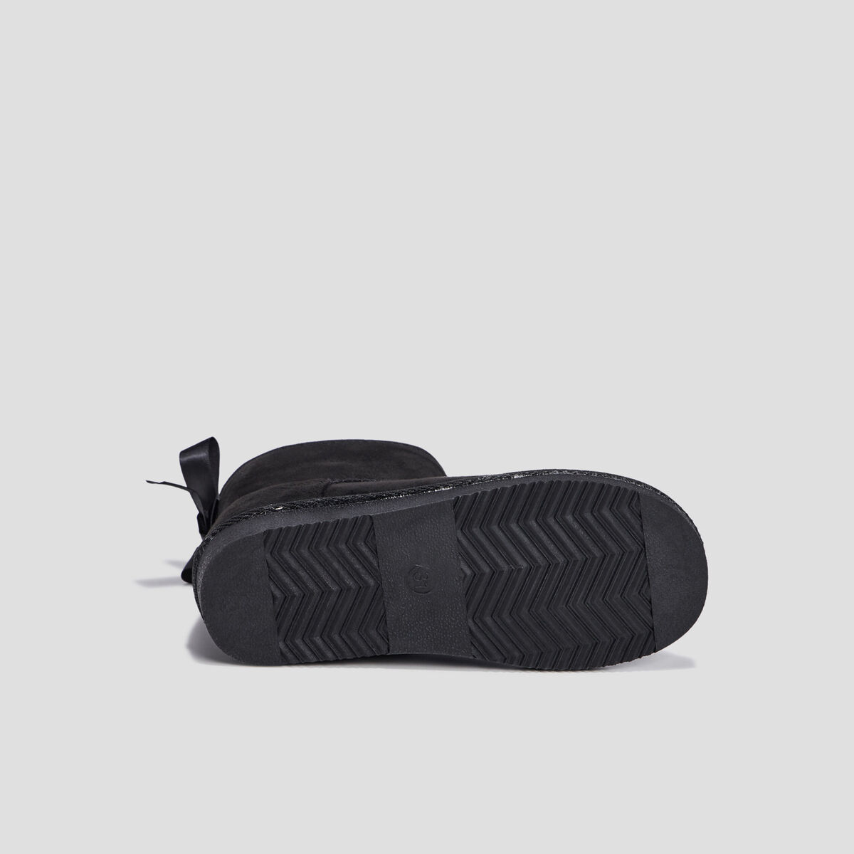 Bottines fourr&eacute;es noeud effet satin noir fille