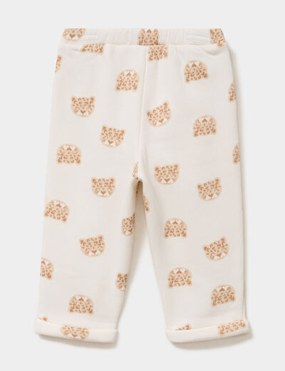 Pantalon de jogging molleton &agrave; noeud ecru b&eacute;b&eacute; fille