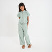 Chemise nouée manches courtes en lin vert pastel fille