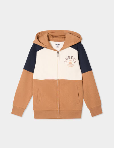 Sweat à capuche zippé Creeks camel garçon