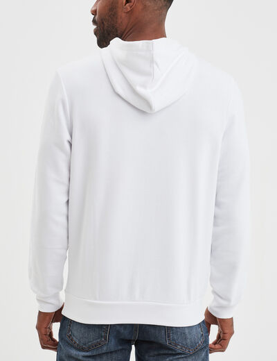 Sweat molleton &agrave; capuche hoodie blanc homme