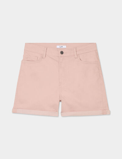 Short en jean slim rose poudrée femme