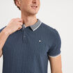 Polo slim manches courtes stretch bleu marine homme