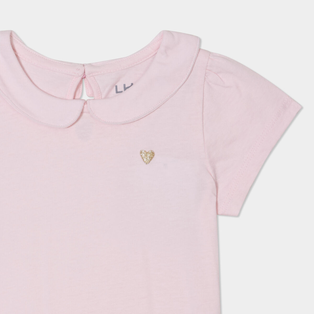 T-shirt col claudine manches ballons rose clair bébé fille