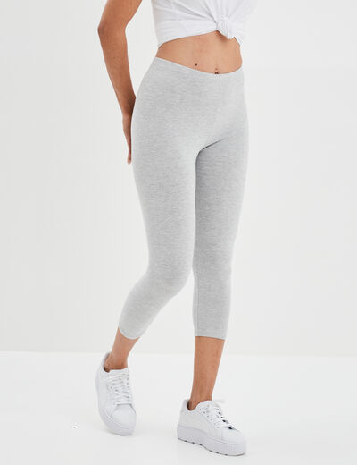 Legging 7/8ème taille élastiquée gris clair femme