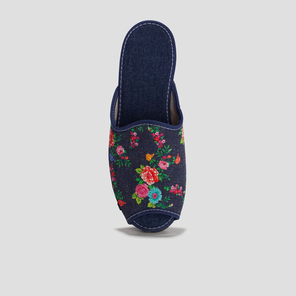 Chaussons mules compensés multicolore femme