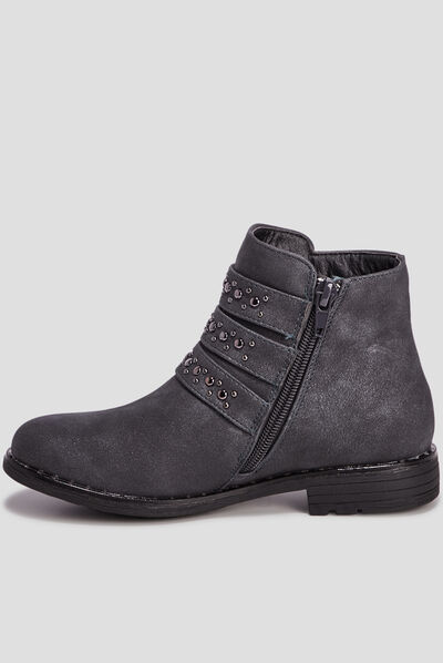 Bottines avec brides gris fille