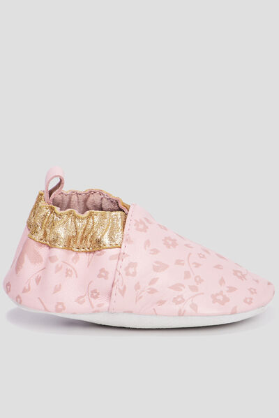Bottillons en cuir à paillettes rose bébé fille