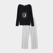 Ensemble pyjama pantalon et t-shirt noir femme