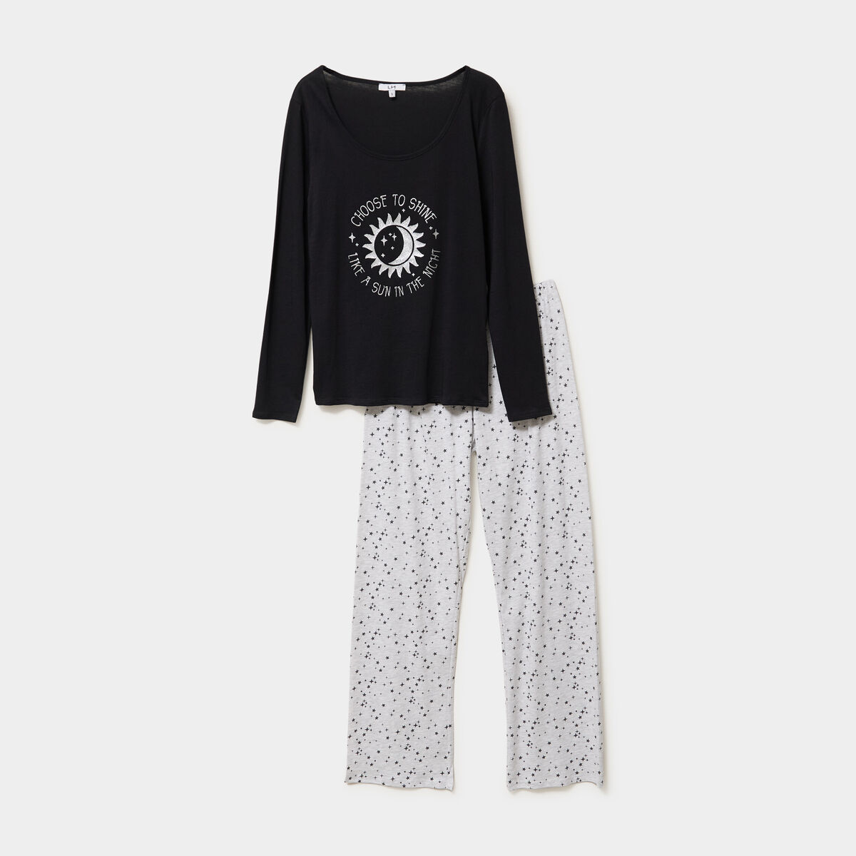Ensemble pyjama pantalon et t-shirt noir femme