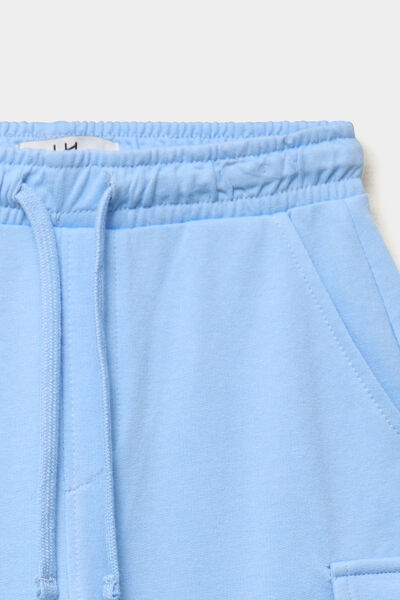 Short cargo molleton taille &eacute;lastiqu&eacute;e bleu gar&ccedil;on