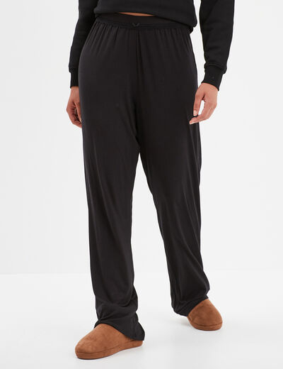 Pantalon de pyjama droit fluide noir femme