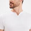 T-shirt manches courtes col tunisien blanc homme