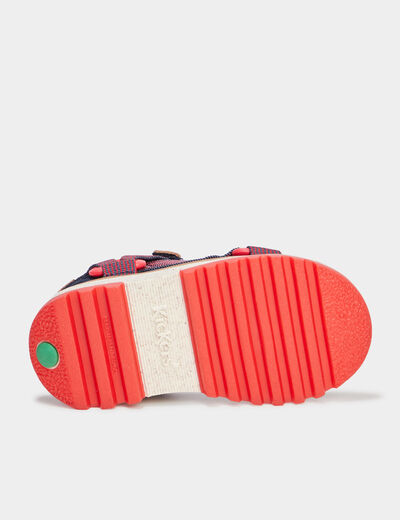 Sandales à scratchs Kickers Kickclock rouge garçon