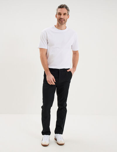 Pantalon chino droit extensible noir homme
