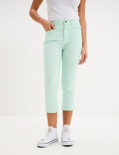 Pantalon capri slim twill 5 poches vert clair femme