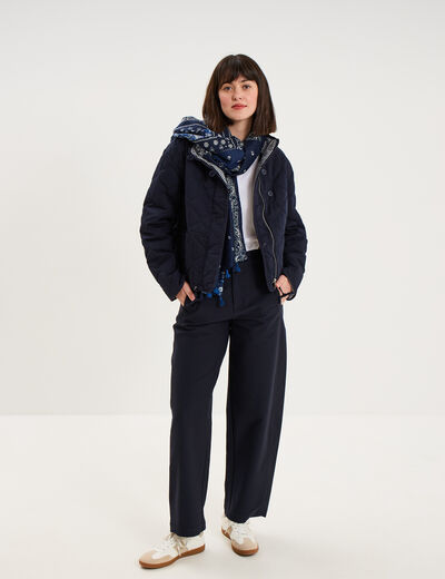Veste matelass&eacute;e taille ajustable bleu fonc&eacute; femme