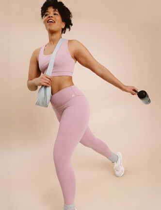 Legging de sport gainant taille haute mauve femme