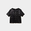 T-shirt sequins manches courtes loose noir femme grande taille