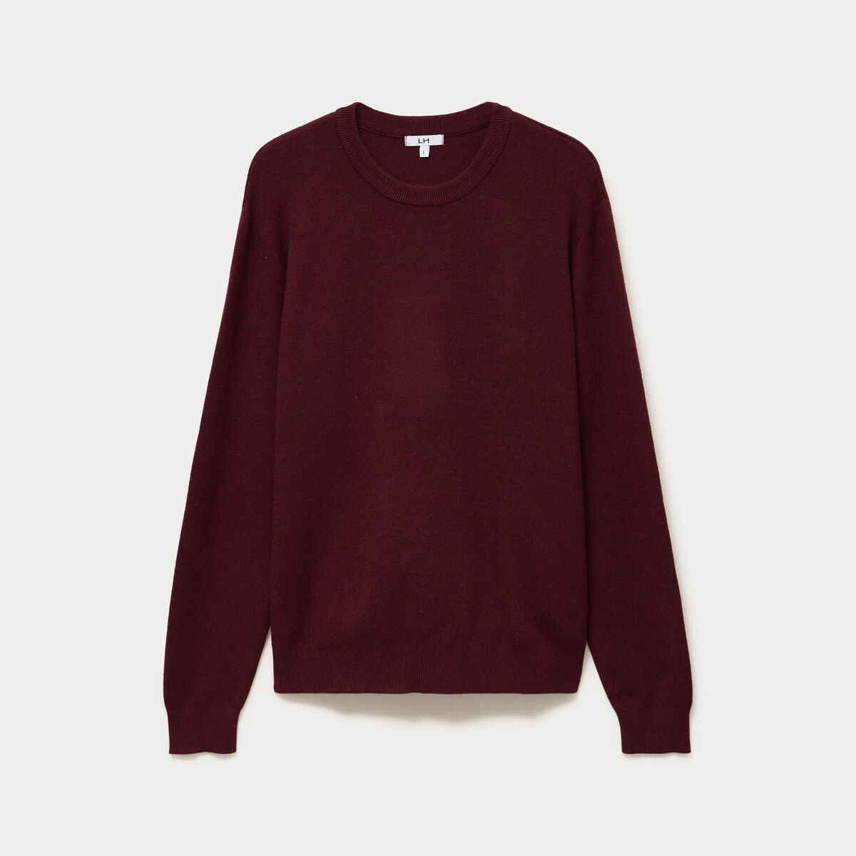 Pull col rond manches longues violet fonc&eacute; homme