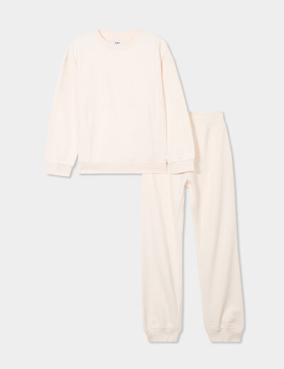 Ensemble de jogging sweat et pantalon creme fille