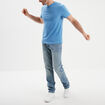 T-shirt droit en coton manches courtes bleu homme