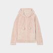 Veste de pyjama effet velours &agrave; capuche vieux rose femme