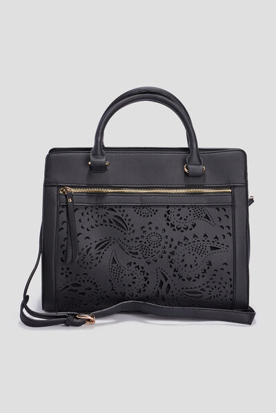 Sac rectangulaire ajouré noir femme