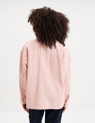 Veste surchemise oversize coton rose clair femme