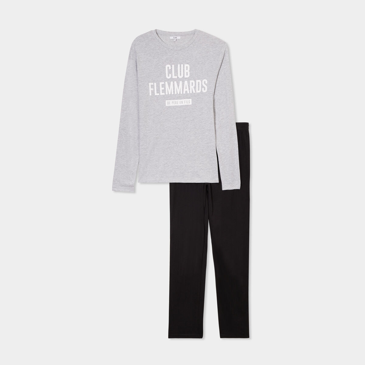 Ensemble pyjama 2 pi&egrave;ces gris clair homme