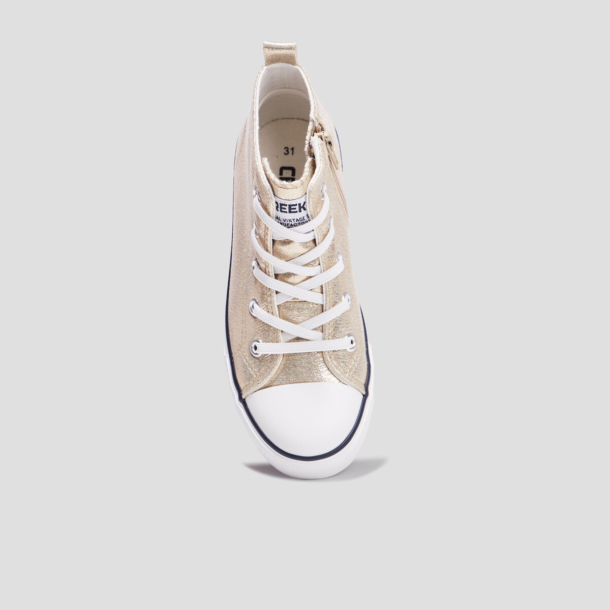 Tennis montantes en toile bout renforc&eacute; jaune or fille