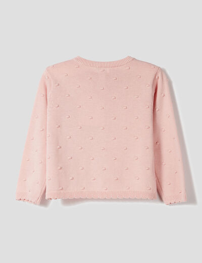 Gilet coton boutonné à bord festonné rose clair bébé fille