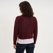 Pull torsades effet 2-en-1 chemise violet fonc&eacute; femme
