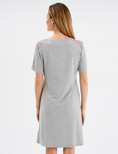 Chemise de nuit dentelle aux épaules gris clair femme