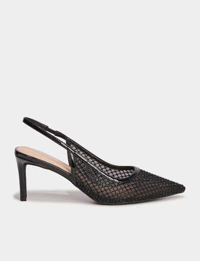 Escarpins à strass bout pointu Mosquitos noir femme