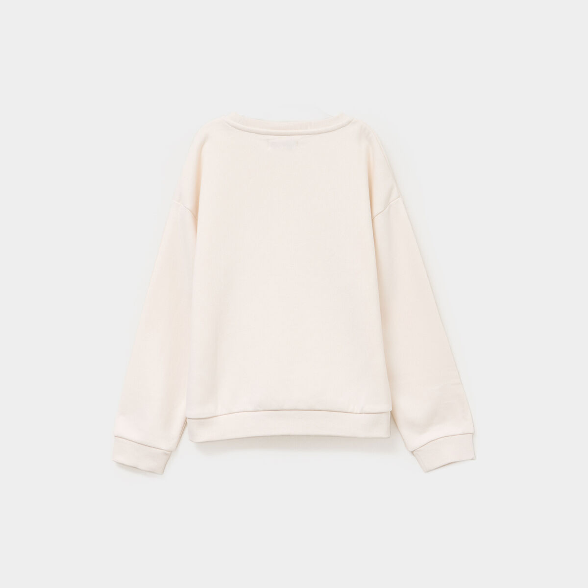 Sweat col rond manches longues creme fille