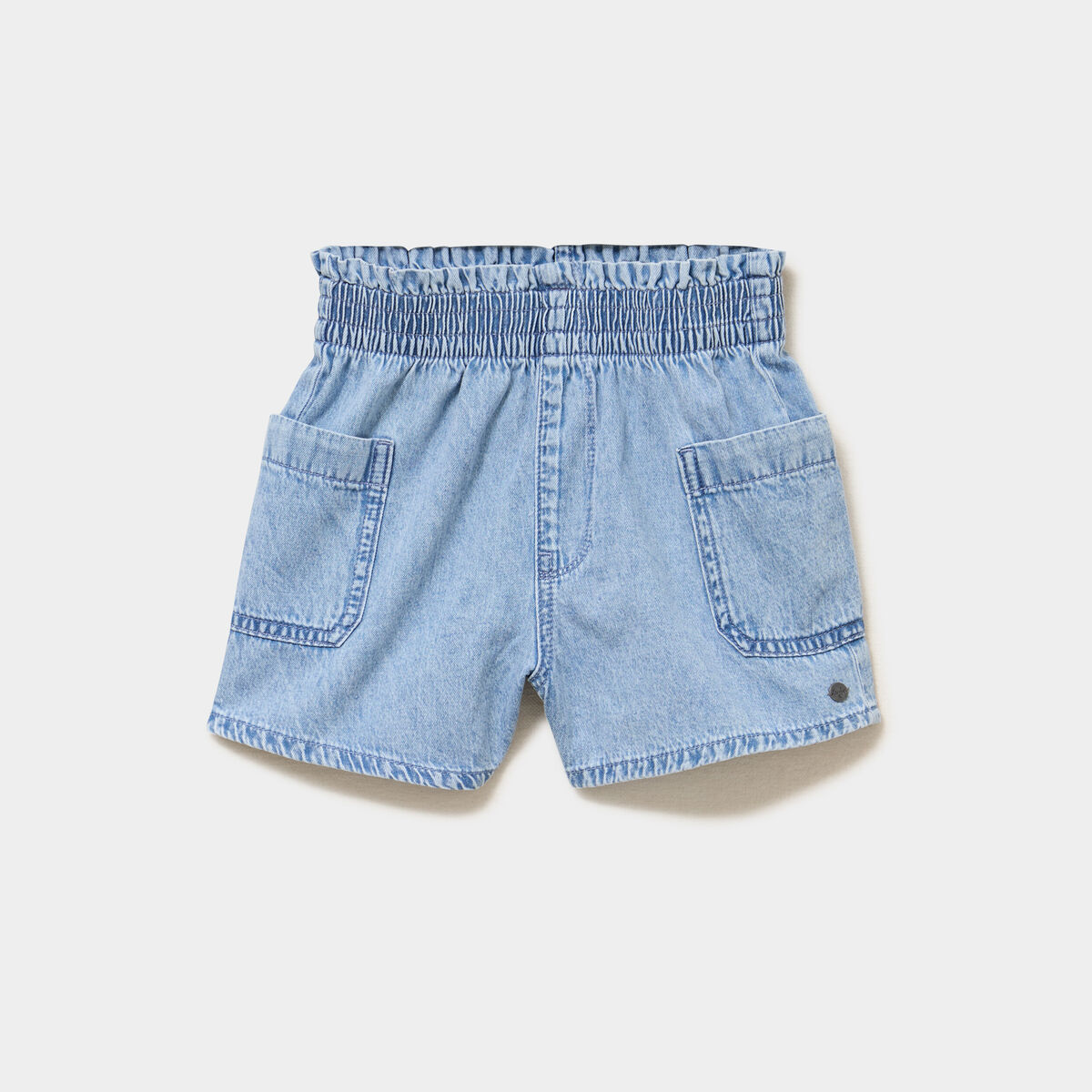 Short en jean paperbag taille &eacute;lastiqu&eacute;e denim triple stone fille