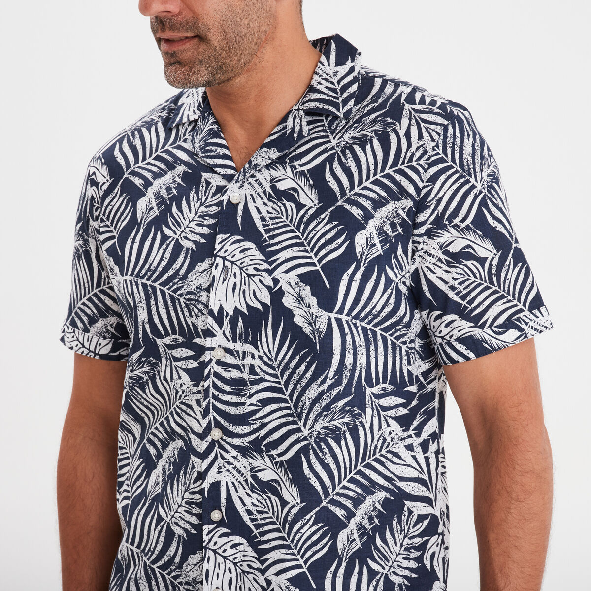 Chemise en coton manches courtes bleu homme