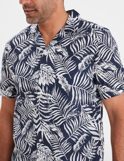 Chemise en coton manches courtes bleu homme