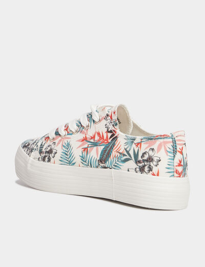 Tennis en toile basses à lacets vert femme