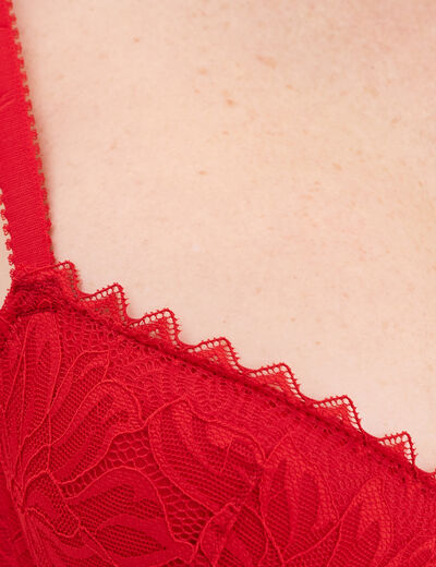Soutien-gorge corbeille paddé dentelle rouge femme